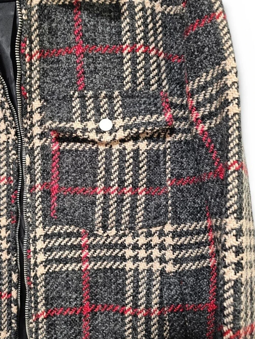 Richie Le Collection Wool Blend Plaid Full Zip Men's Jacket Lined NWOT Size M